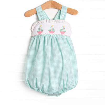 Striped Sails Smocked Bubble, Mint