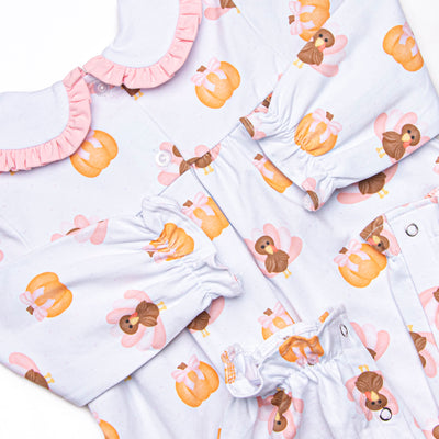 Feathers in the Field Long Romper, Pink