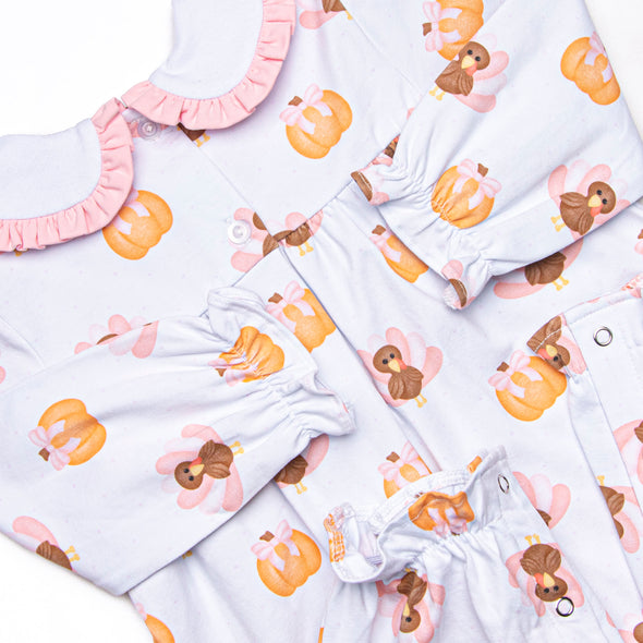 Feathers in the Field Long Romper, Pink