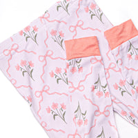 Rosebud Ribbons Bamboo Pajama Set, Pink