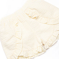 Blue Sea Stinger Smocked Ruffle Short Set, Yellow Seersucker