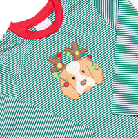 Santa's Best Friend Applique Pant Set, Green