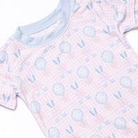 Golfing in Gingham Bamboo Pajama Short Set, Pink