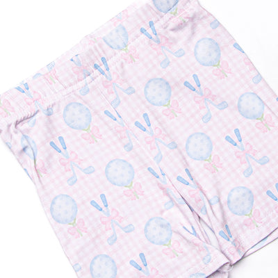 Golfing in Gingham Bamboo Pajama Short Set, Pink