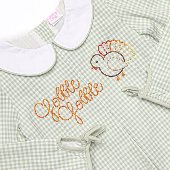 Turkey Talk Embroidered Bubble, Green