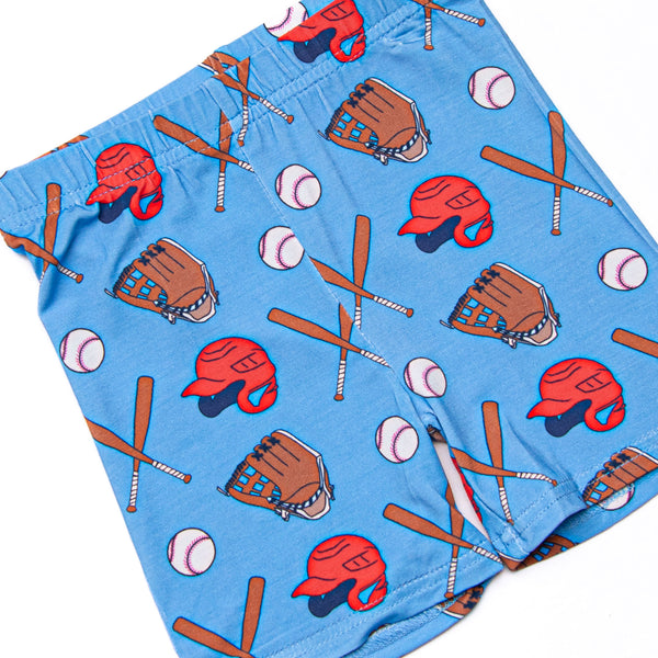 Spring Break Slugger Bamboo Pajama Short Set, Blue