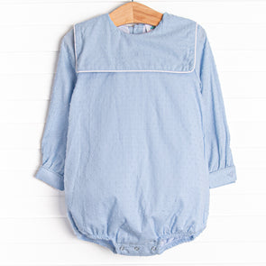 No Blue Days Swiss Dot Boy Bubble, Blue