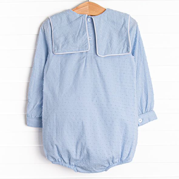 No Blue Days Swiss Dot Boy Bubble, Blue
