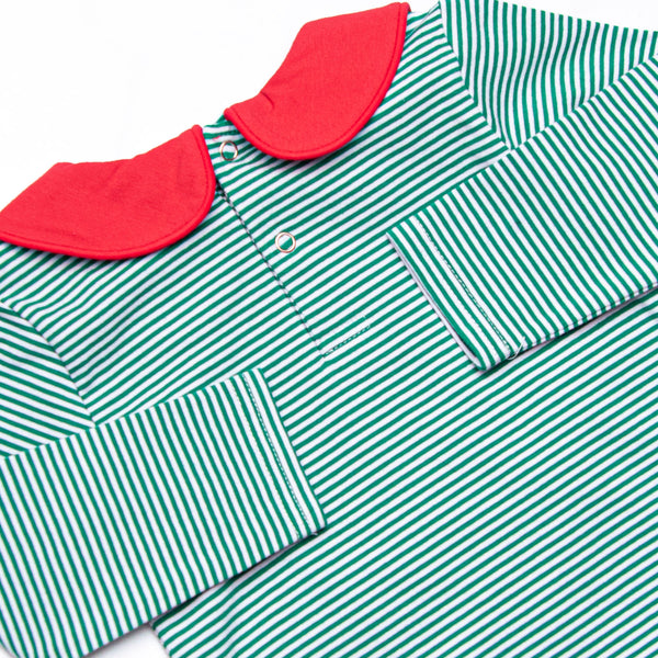 Santa's Best Friend Applique Romper, Green