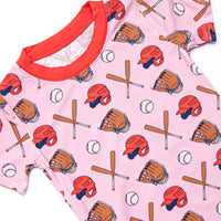 Spring Break Slugger Bamboo Pajama Short Set, Pink