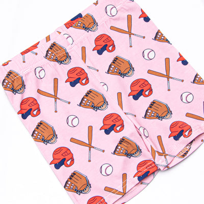 Spring Break Slugger Bamboo Pajama Short Set, Pink