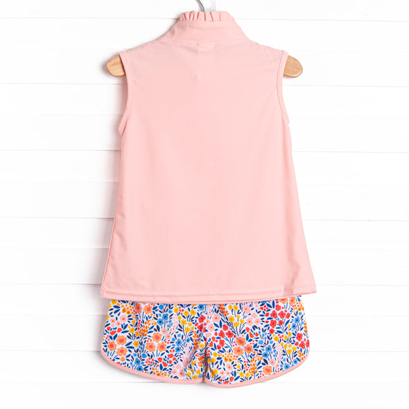 Teagan Tennis Short Set, Pink Floral