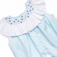 Porcelain Petals Smocked Bubble, Blue