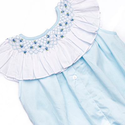 Porcelain Petals Smocked Bubble, Blue