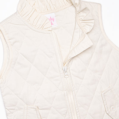 Quilted Ruffle Vest, Ivory