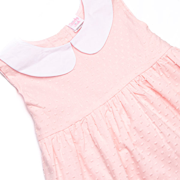 Elizabeth Collared Dress, Pink Swiss Dot