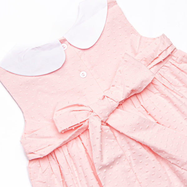 Elizabeth Collared Dress, Pink Swiss Dot
