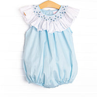 Porcelain Petals Smocked Bubble, Blue
