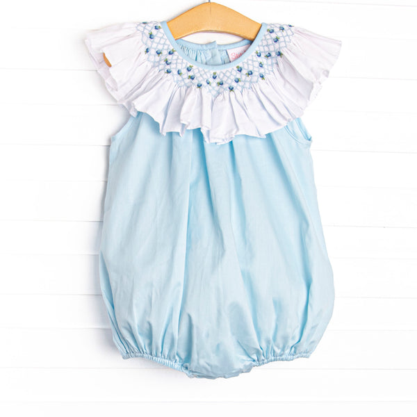 Porcelain Petals Smocked Bubble, Blue