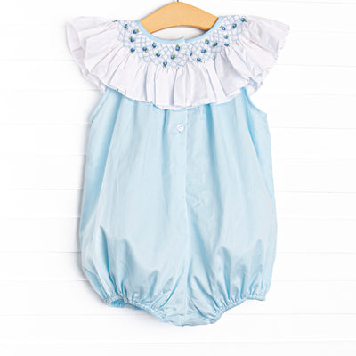Porcelain Petals Smocked Bubble, Blue