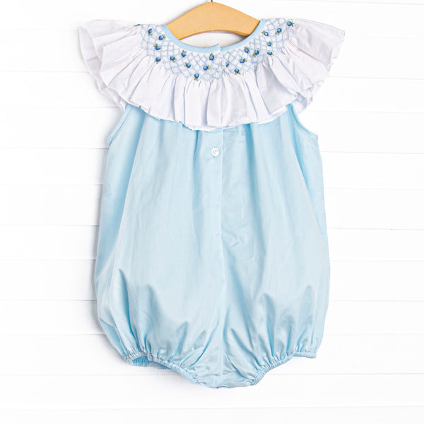 Porcelain Petals Smocked Bubble, Blue