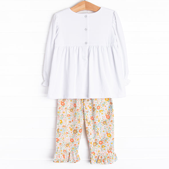 Pumpkin Spice Applique Ruffle Pant Set, Orange