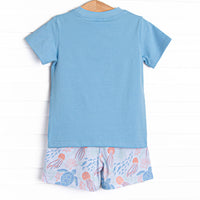 Sea Turtle Season Short Set, Blue