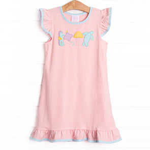 Sea Pals Applique Dress, Pink