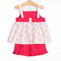 Truly Tulips Pocket Ruffle Short Set, Pink
