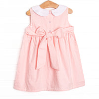 Elizabeth Collared Dress, Pink Swiss Dot