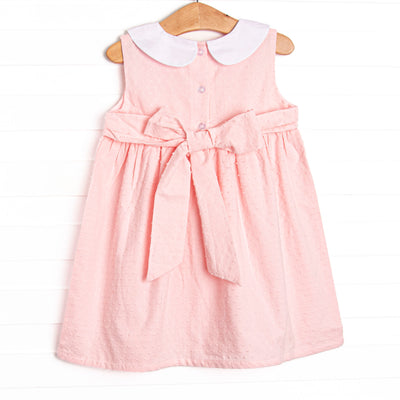 Elizabeth Collared Dress, Pink Swiss Dot