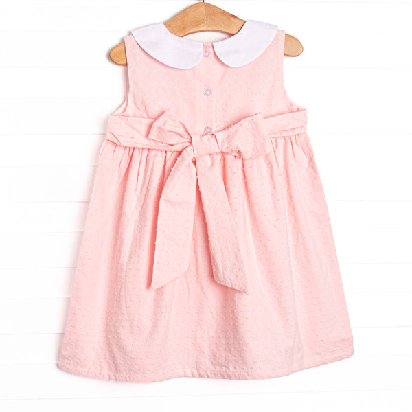 Elizabeth Collared Dress, Pink Swiss Dot