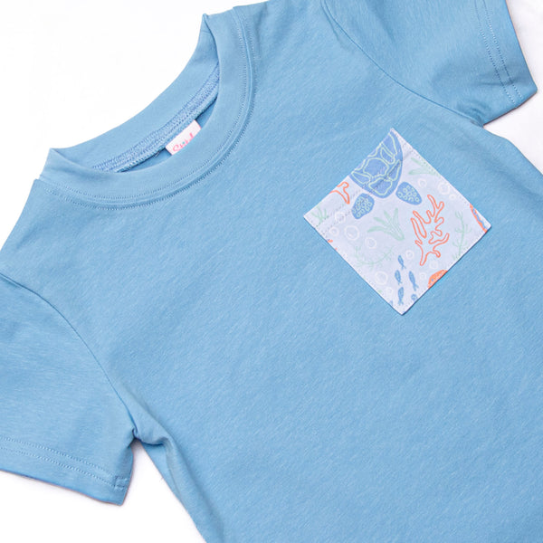 Sea Turtle Season Short Set, Blue