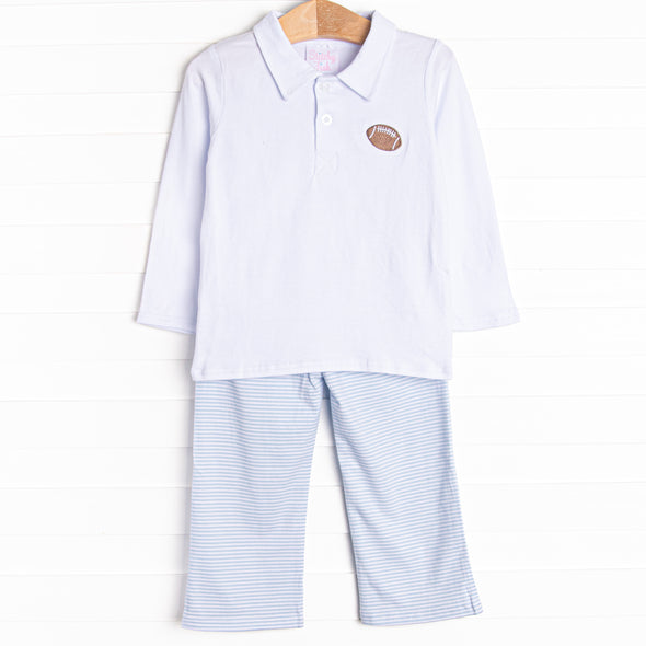 Friday Night Lights Embroidered Pant Set, Blue