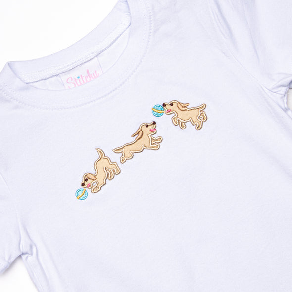 Go Fetch Applique Top, White
