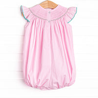 Gone Golfin' Smocked Girl Bubble, Pink Gingham