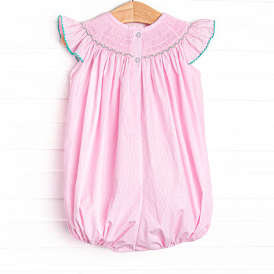 Gone Golfin' Smocked Girl Bubble, Pink Gingham