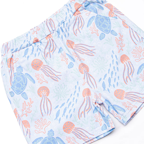 Sea Turtle Season Short Set, Blue