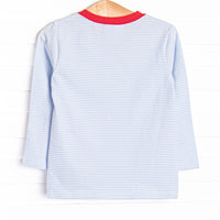 Christmas Cargo Applique Top, Blue Stripe