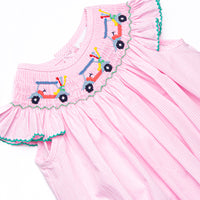 Gone Golfin' Smocked Girl Bubble, Pink Gingham