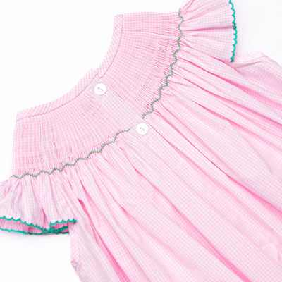 Gone Golfin' Smocked Girl Bubble, Pink Gingham