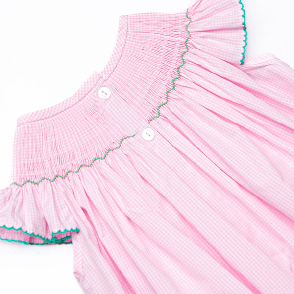 Gone Golfin' Smocked Girl Bubble, Pink Gingham