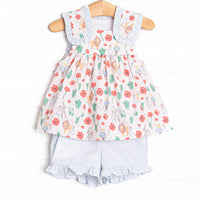 Wandering to See the Wizard Ruffle Short Set, Blue