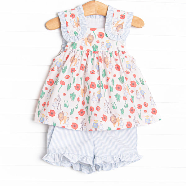 Wandering to See the Wizard Ruffle Short Set, Blue