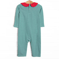 Santa's Best Friend Applique Romper, Green