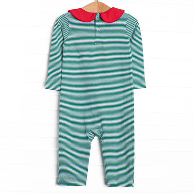 Santa's Best Friend Applique Romper, Green