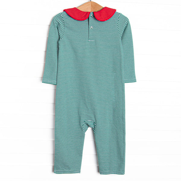 Santa's Best Friend Applique Romper, Green