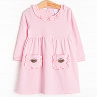 Friday Night Lights Embroidered Pocket Dress, Pink