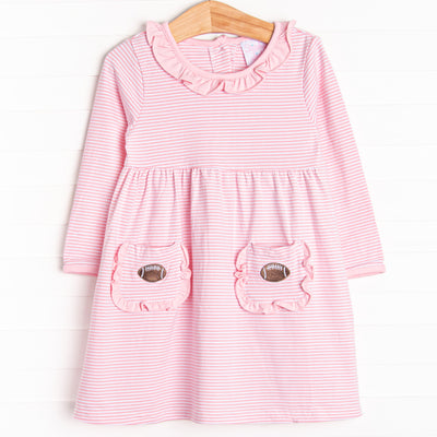 Friday Night Lights Embroidered Pocket Dress, Pink