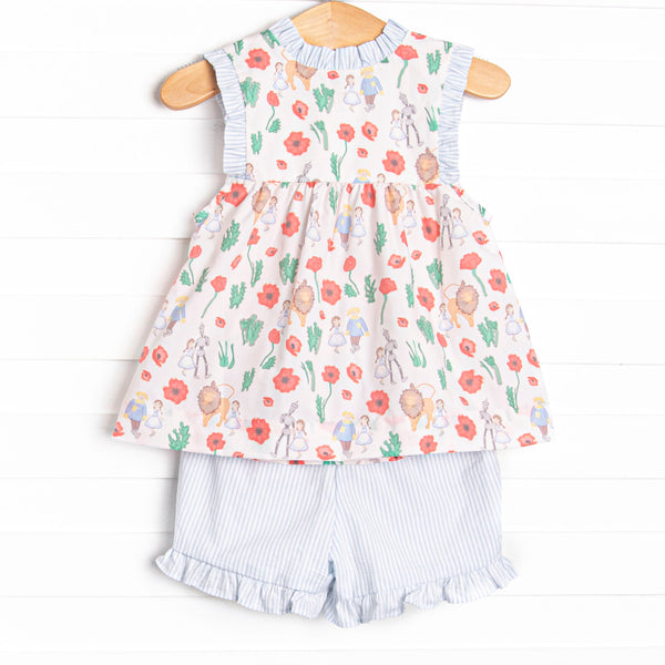 Wandering to See the Wizard Ruffle Short Set, Blue